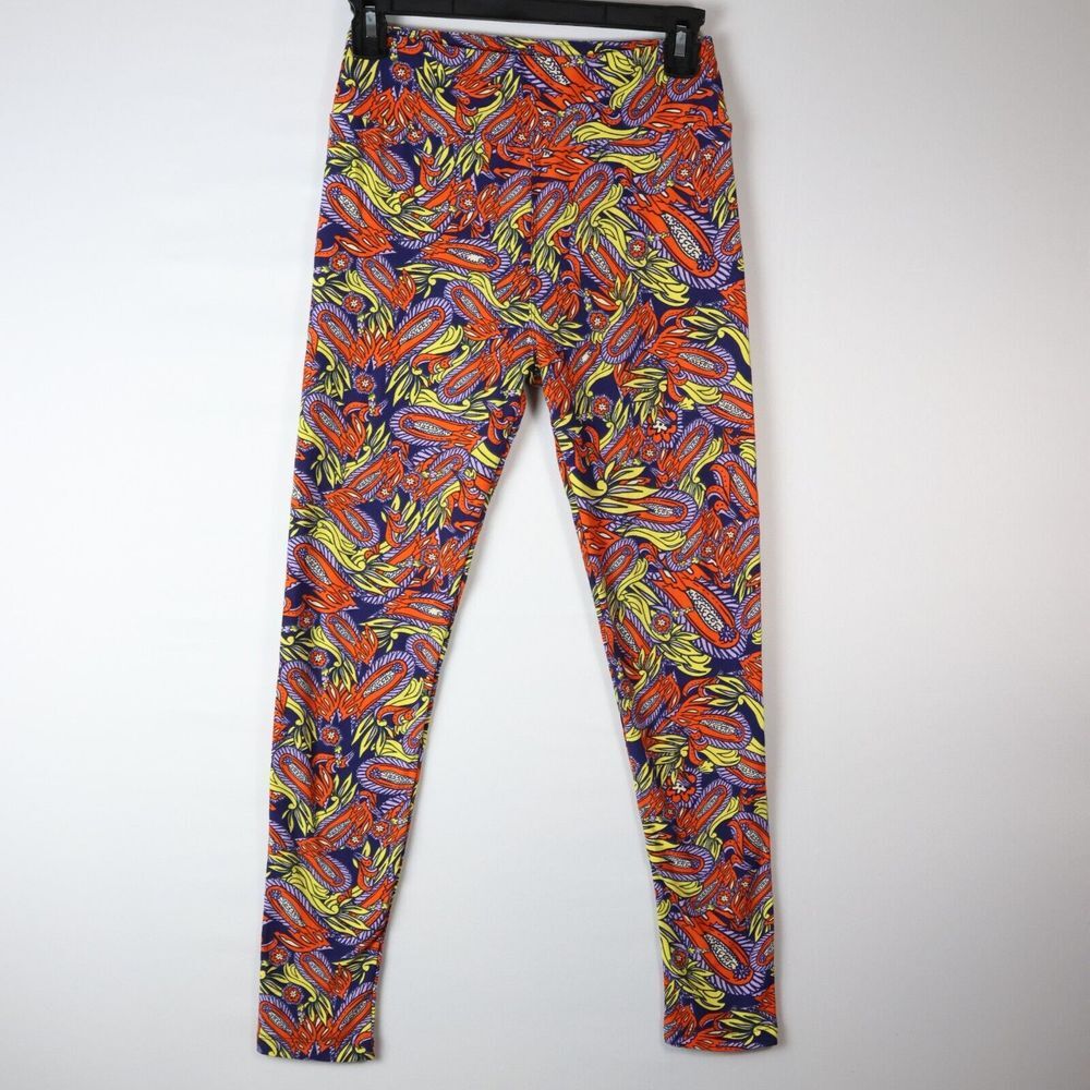 Lularoe‎ Leggings Red/Purple/Yellow Paisley Print Multicolor Women's One Size